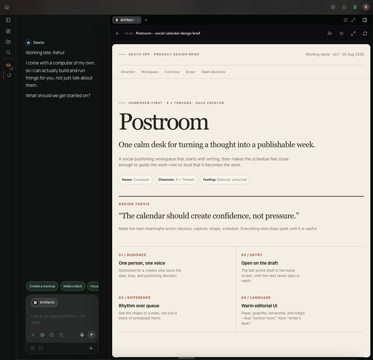 Structured plan for a social media calendar app screenshot