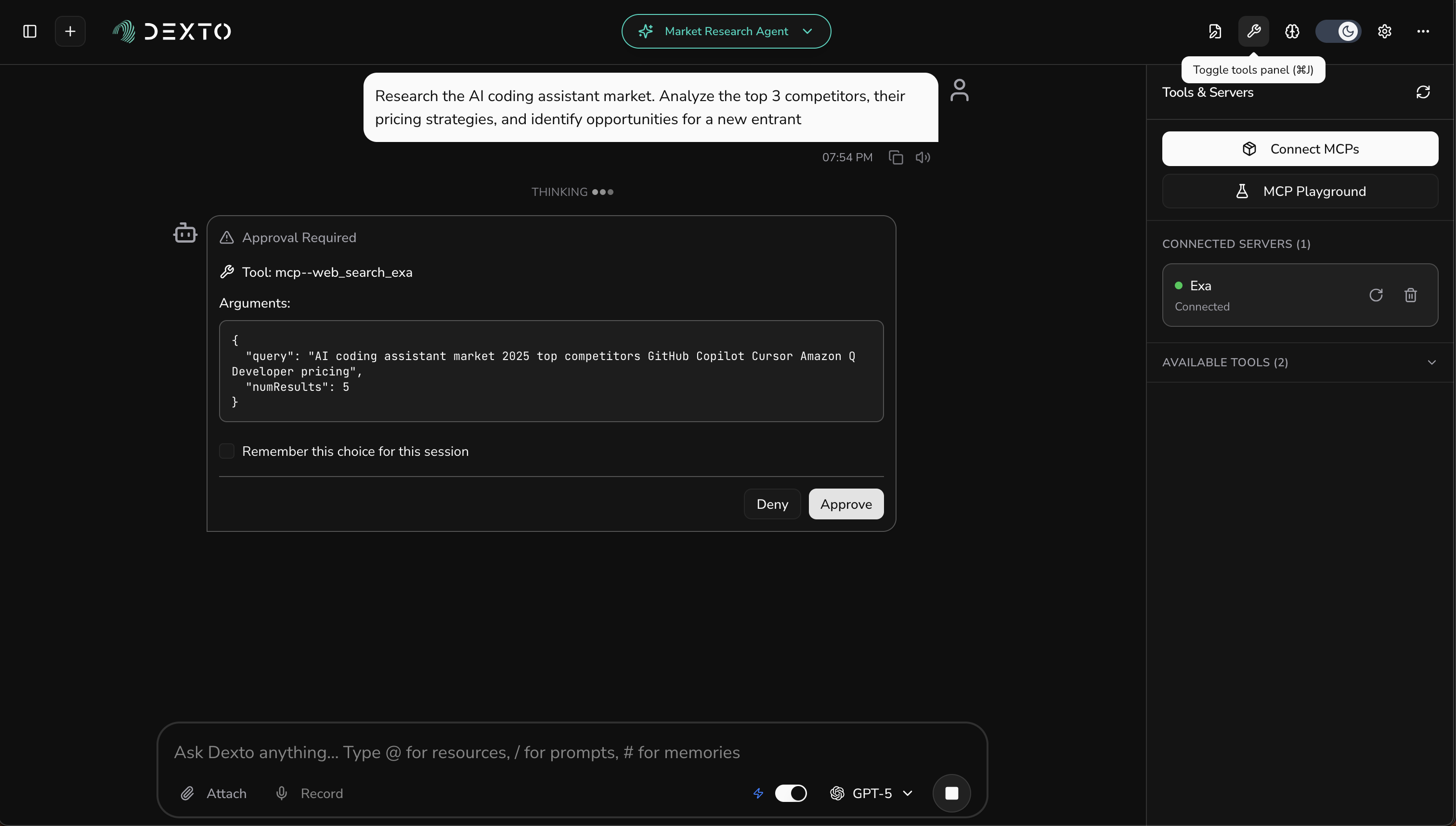 Market Research Agent active