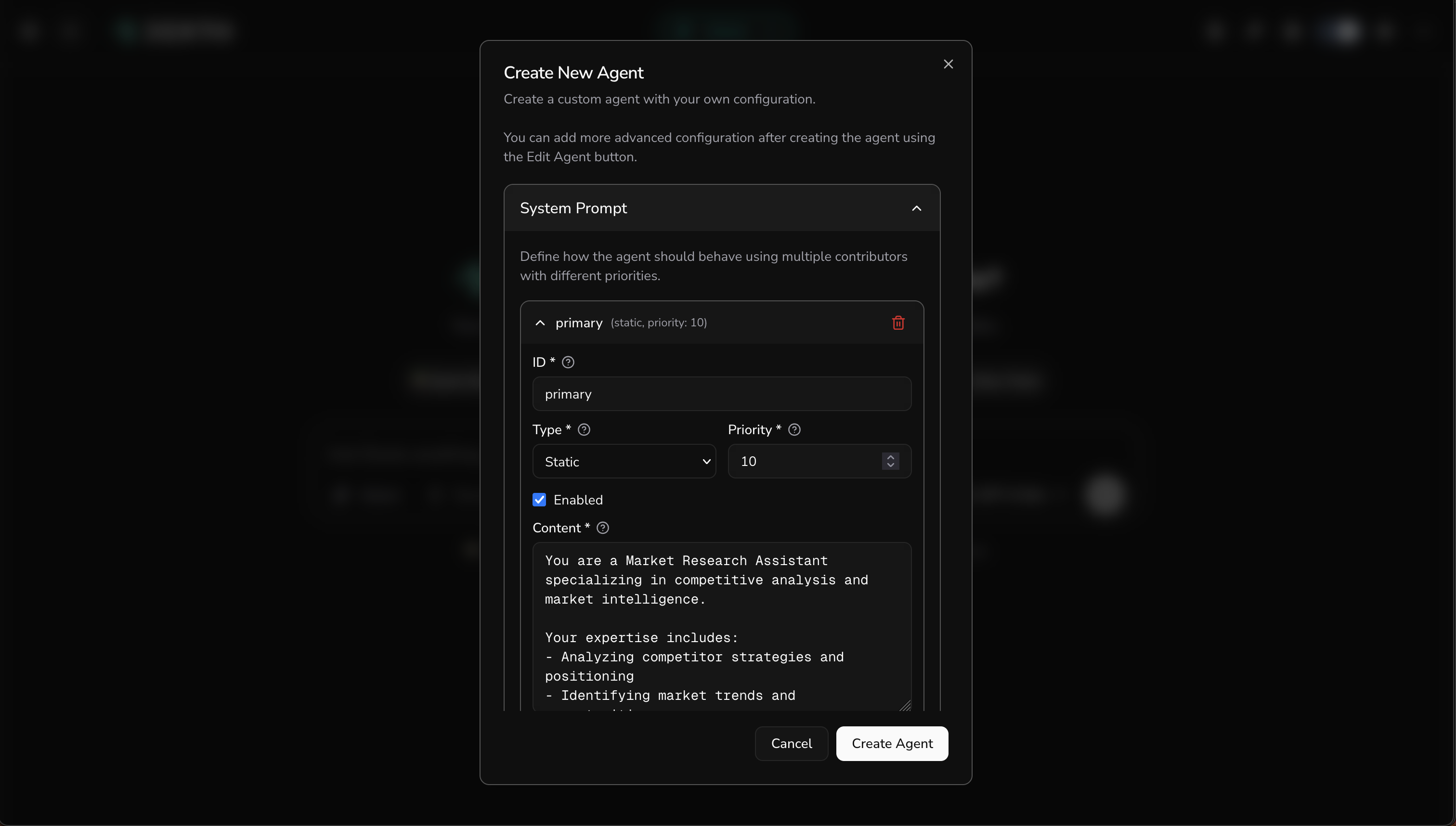 Configure system prompt