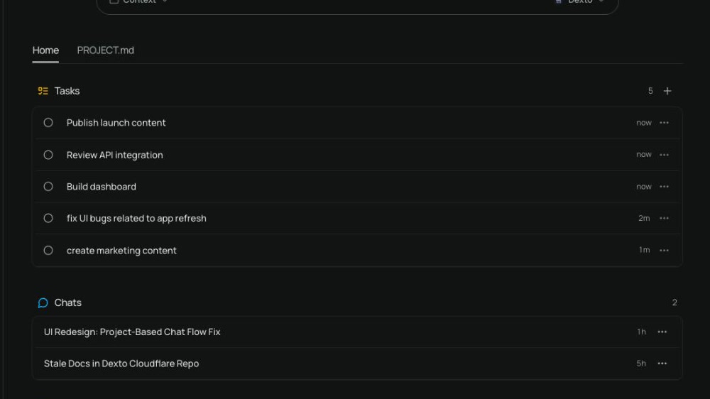 Project activity screenshot